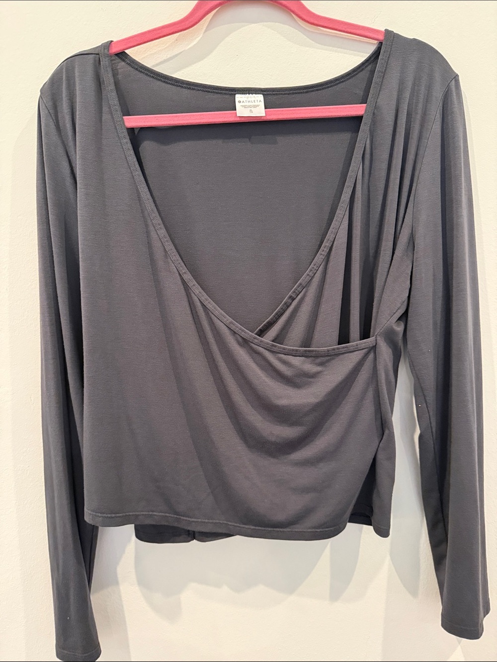 Athleta Gray Long Sleeve Wrap Top